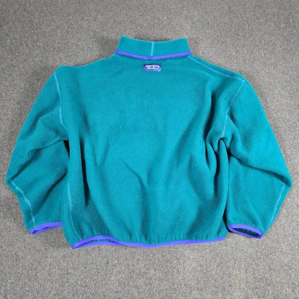 VTG Eddie Bauer Fleece Pullover Mens XL Teal Purple Funnel Neck Made in USA 90's